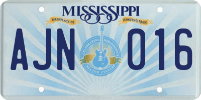 MS license plate AJN016