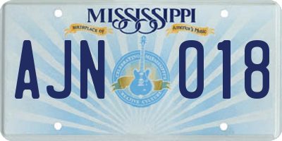 MS license plate AJN018