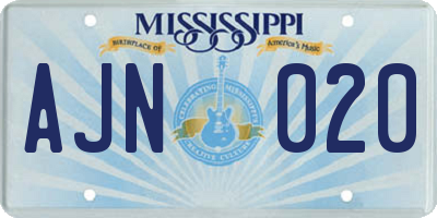 MS license plate AJN020