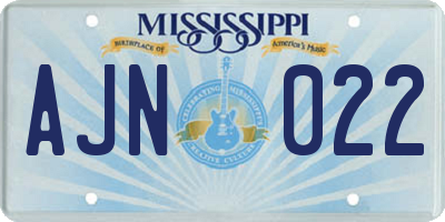 MS license plate AJN022