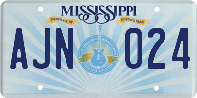MS license plate AJN024