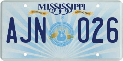 MS license plate AJN026