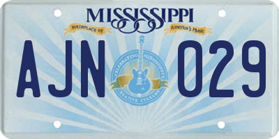 MS license plate AJN029