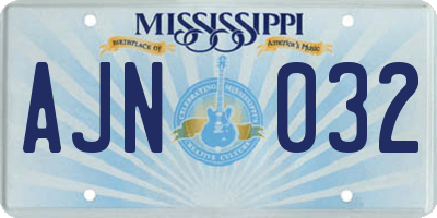 MS license plate AJN032