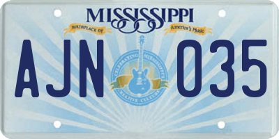 MS license plate AJN035