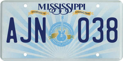 MS license plate AJN038