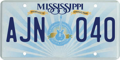 MS license plate AJN040
