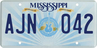 MS license plate AJN042