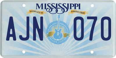 MS license plate AJN070