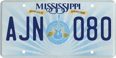 MS license plate AJN080