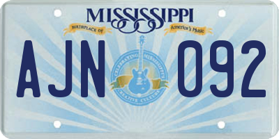 MS license plate AJN092