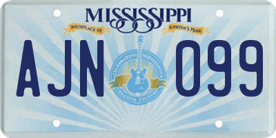 MS license plate AJN099