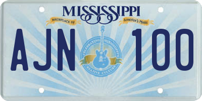 MS license plate AJN100