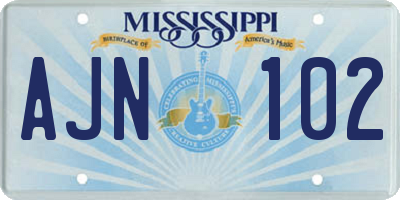 MS license plate AJN102