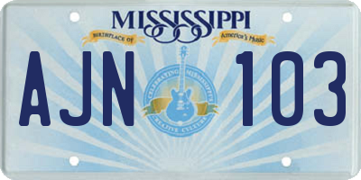 MS license plate AJN103