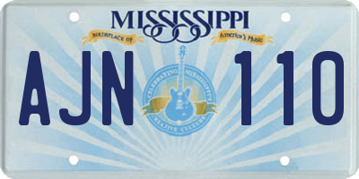MS license plate AJN110