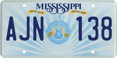 MS license plate AJN138