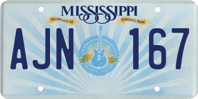 MS license plate AJN167