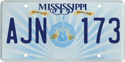 MS license plate AJN173