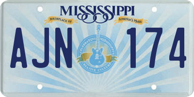 MS license plate AJN174