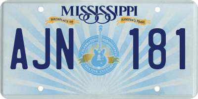 MS license plate AJN181