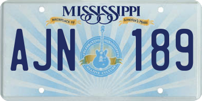 MS license plate AJN189