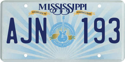 MS license plate AJN193