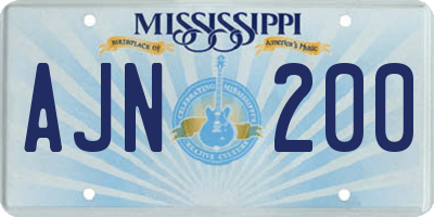 MS license plate AJN200