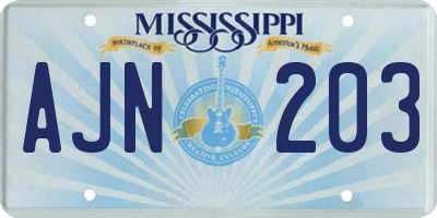 MS license plate AJN203