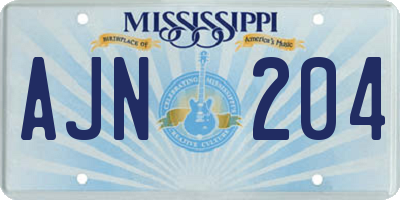 MS license plate AJN204