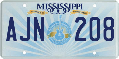 MS license plate AJN208