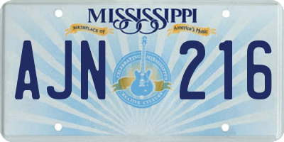 MS license plate AJN216