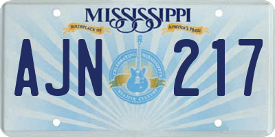 MS license plate AJN217