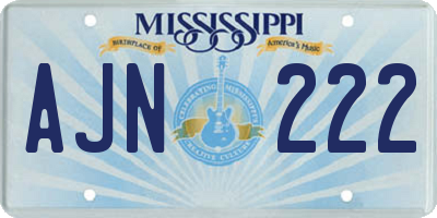 MS license plate AJN222
