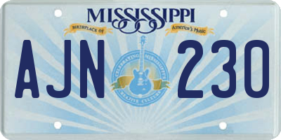 MS license plate AJN230