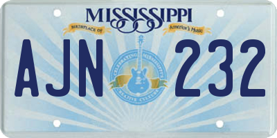 MS license plate AJN232