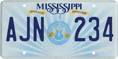 MS license plate AJN234