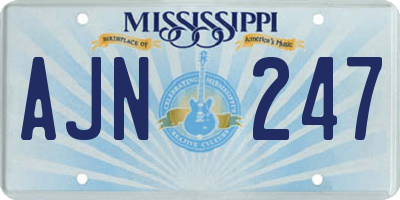 MS license plate AJN247