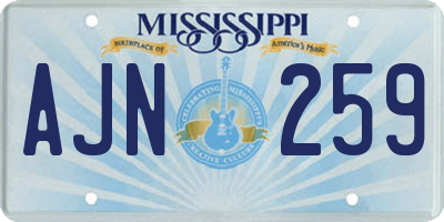 MS license plate AJN259