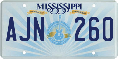 MS license plate AJN260