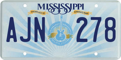 MS license plate AJN278