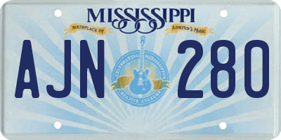 MS license plate AJN280