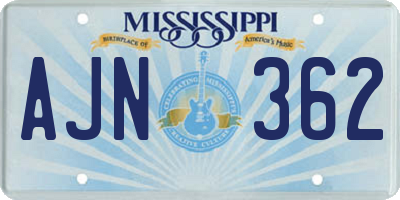 MS license plate AJN362