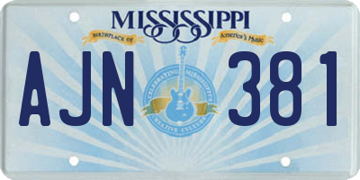 MS license plate AJN381