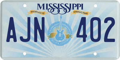MS license plate AJN402
