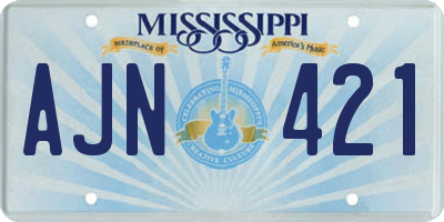 MS license plate AJN421