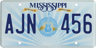 MS license plate AJN456