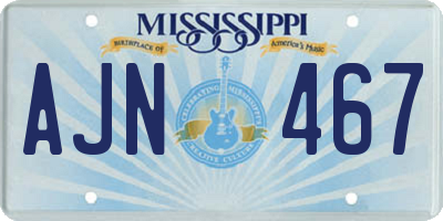 MS license plate AJN467