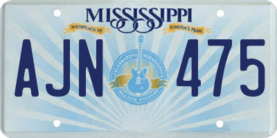 MS license plate AJN475