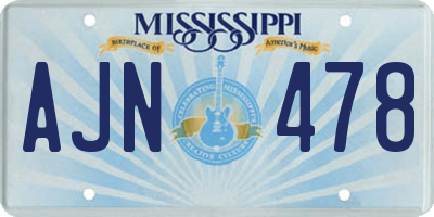 MS license plate AJN478